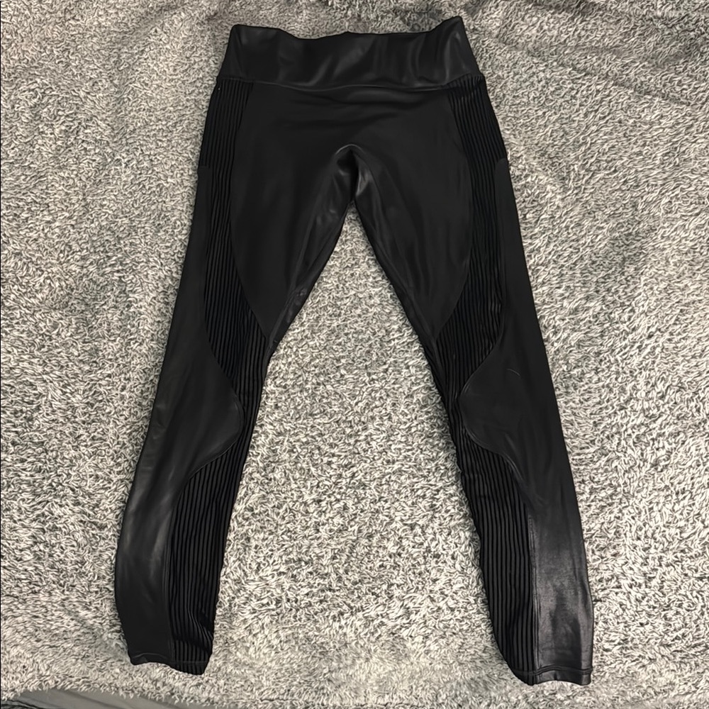 Black Leather Fabletic Leggings